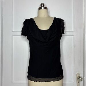 Black cowl neck top